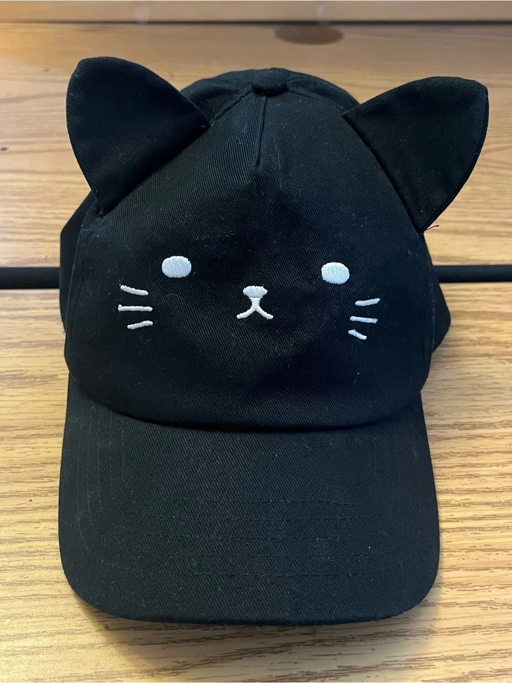 Black Embroidered Cat Ear Baseball Cap